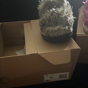 UGG Kids Gray Faux Fur Slip-On Boot